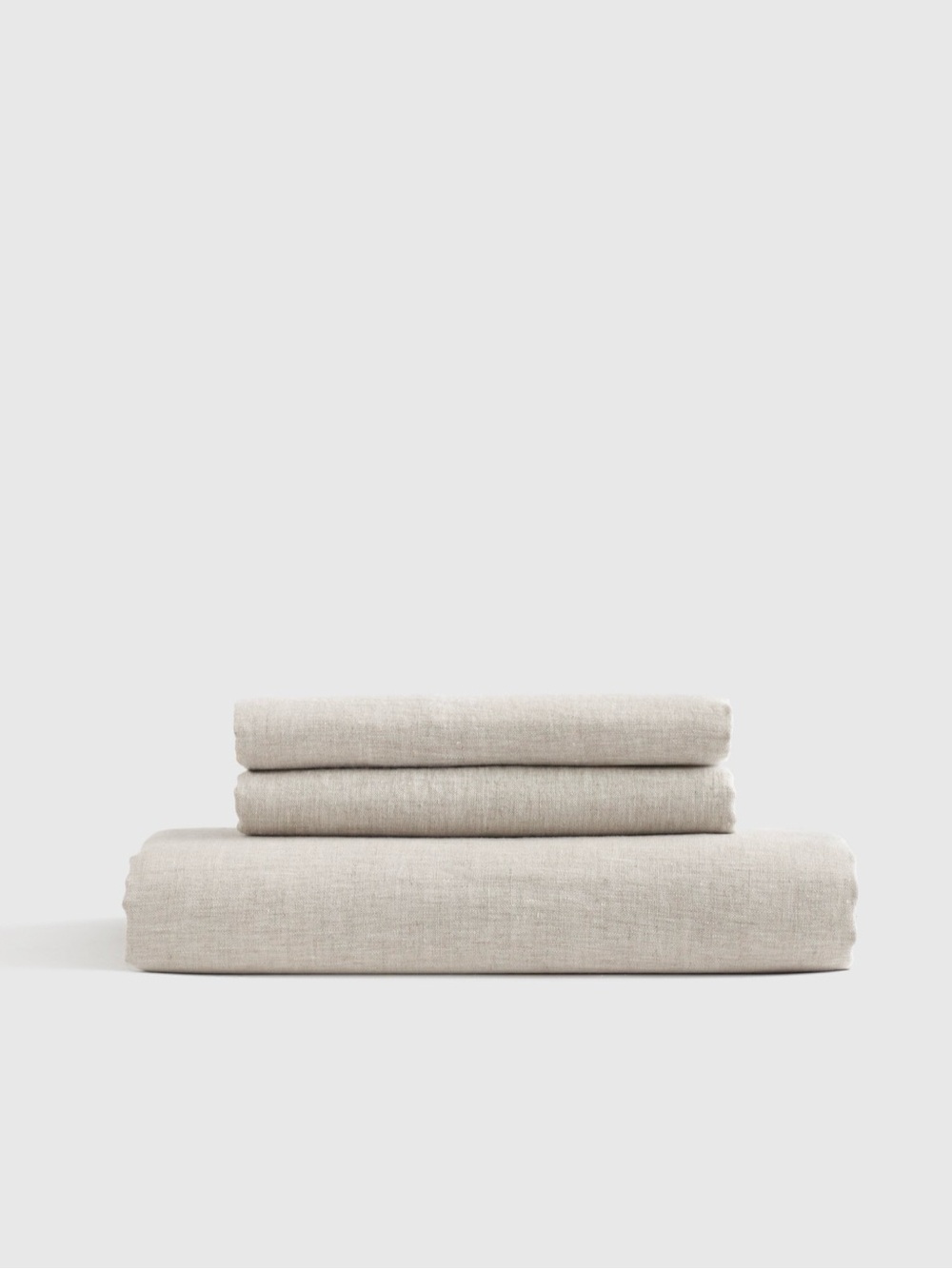Quince European Linen Fitted Sheet Set in Natural Chambray